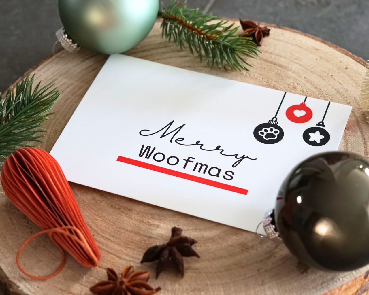 Weihnachtspostkarte "Merry Woofmas"