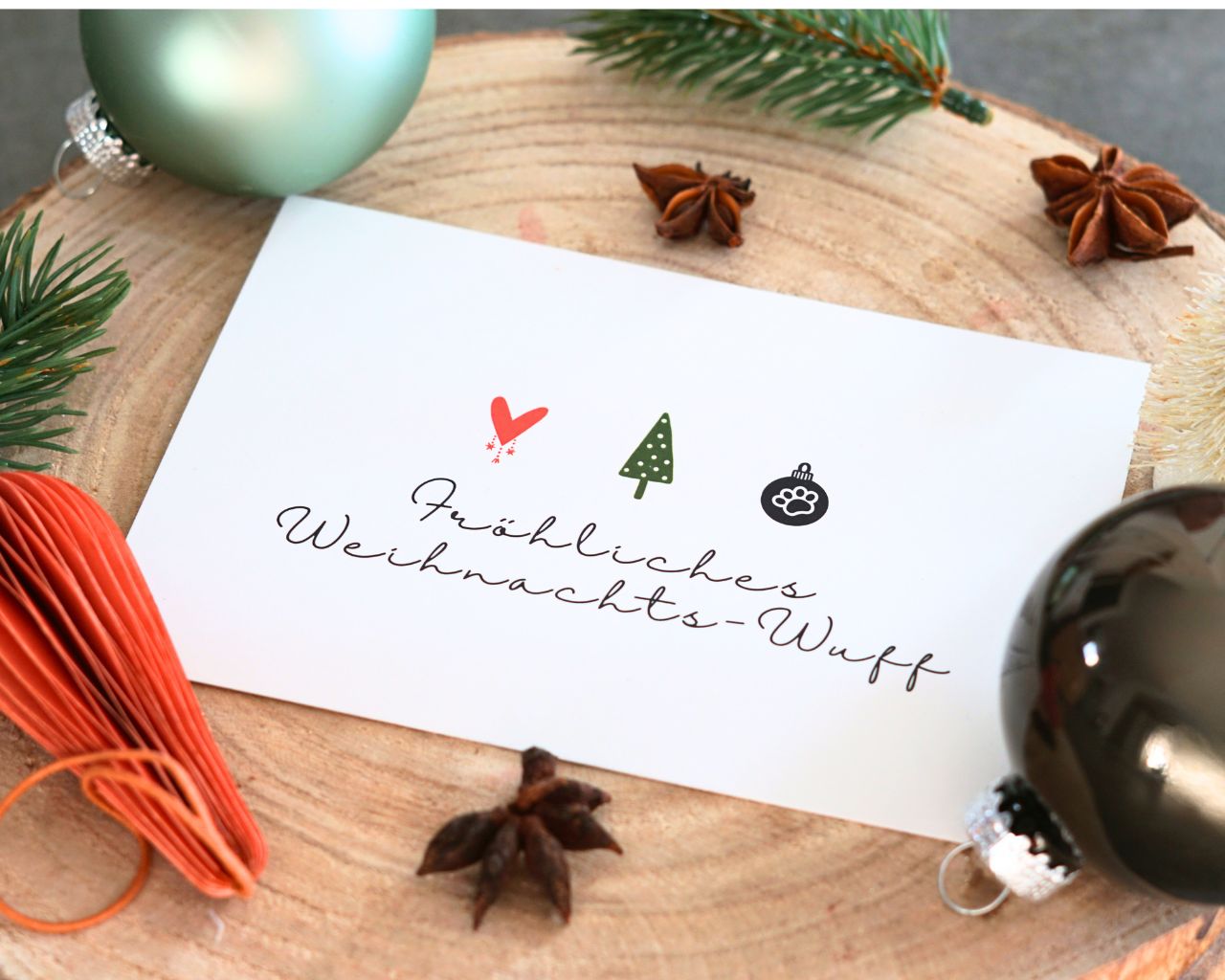 Weihnachtspostkarte "Fröhliches Weihnachtswuff"