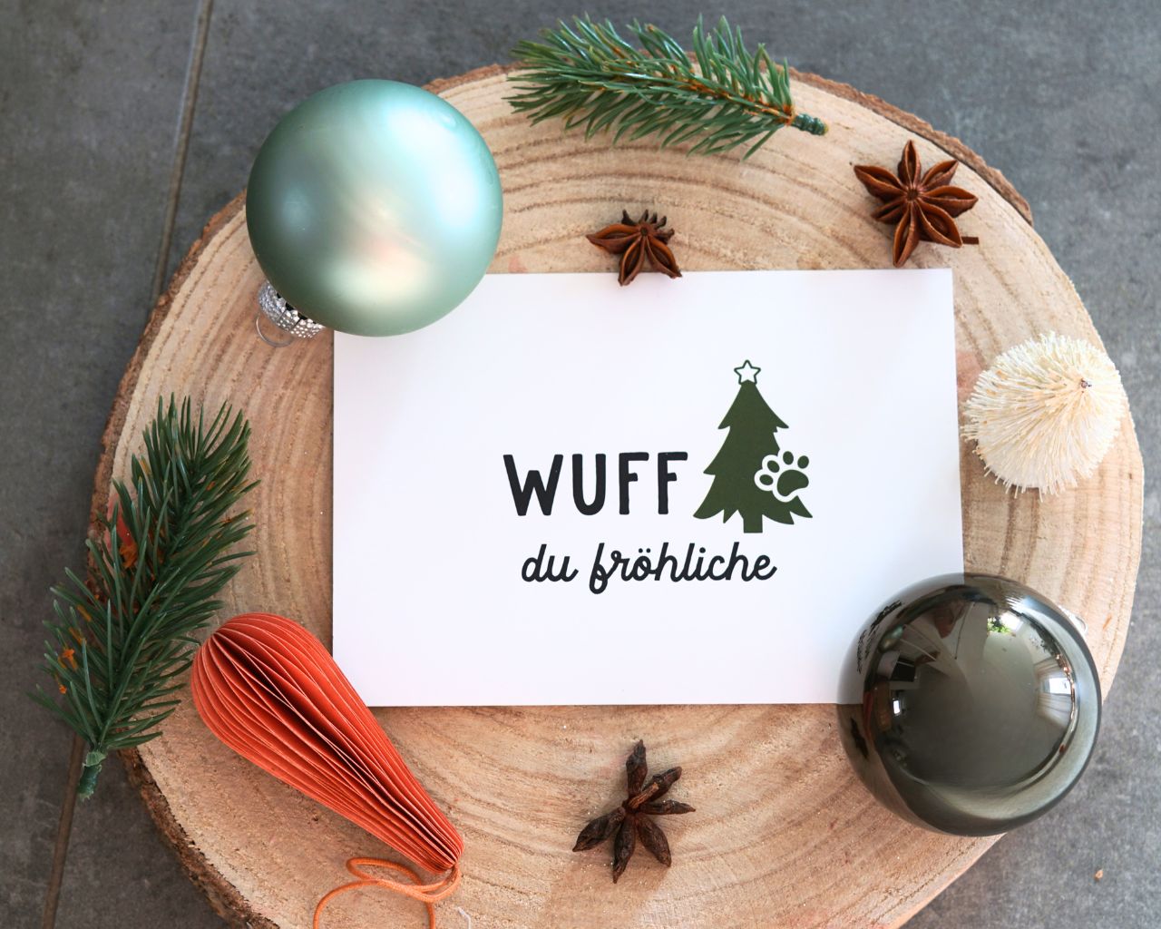 Weihnachtspostkarte "Wuff du fröhliche"