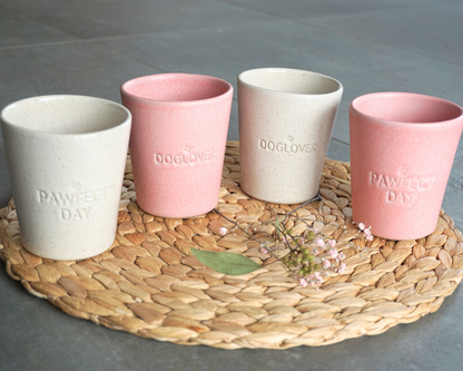 Becher "Pawfect Day" in beige-gesprenkelt